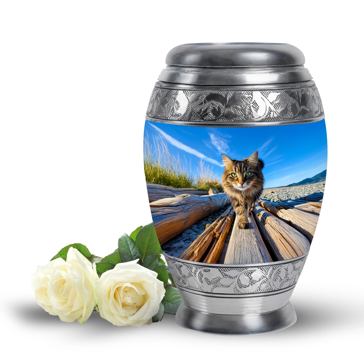 Blue Cat Cremation Urns - Honored Honor 10-inch, 200 cu in - Yatskia