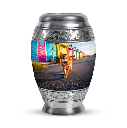 Hallowed Cat Cremation Urns for Human Ashes - Teal 10-inch - Yatskia