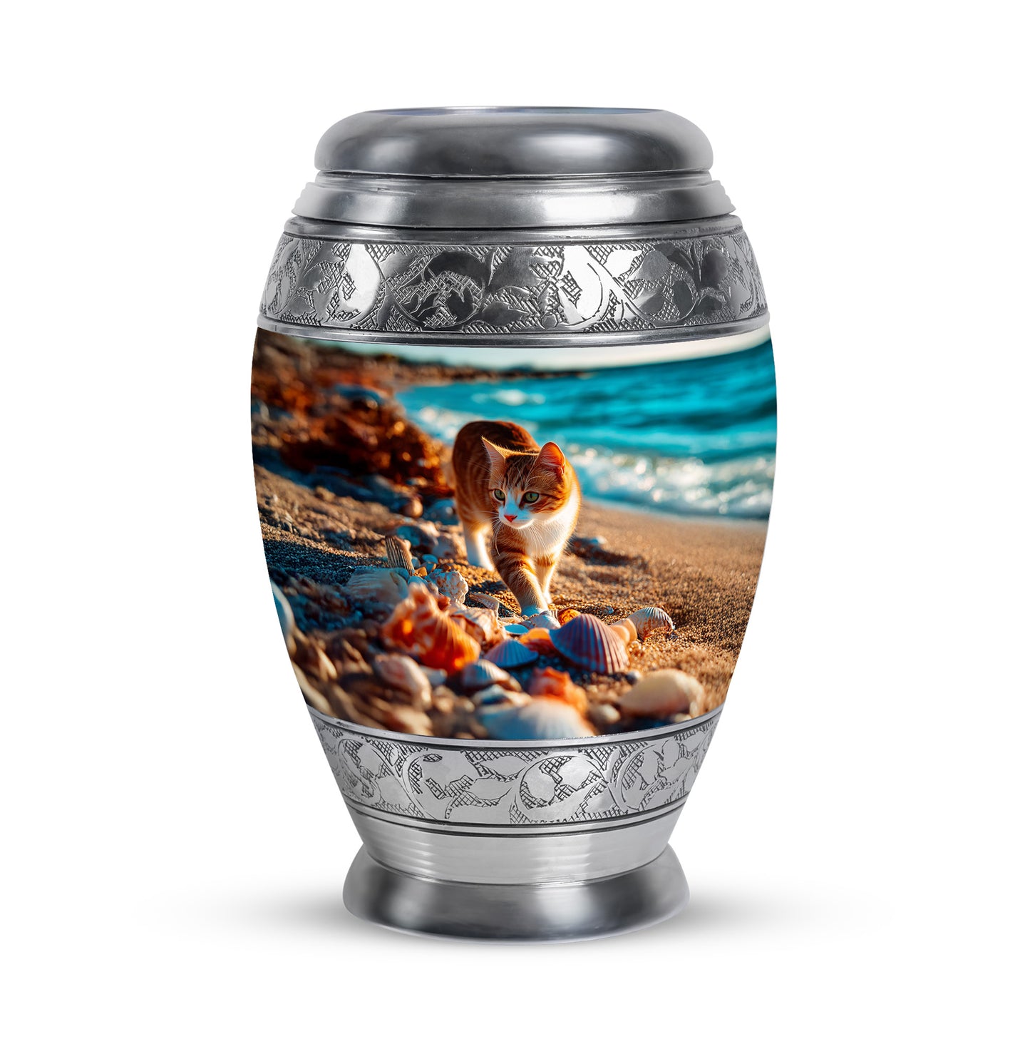 Personalized Teal Cat Cremation Urns for Ashes - Captivating 10-inch - Yatskia