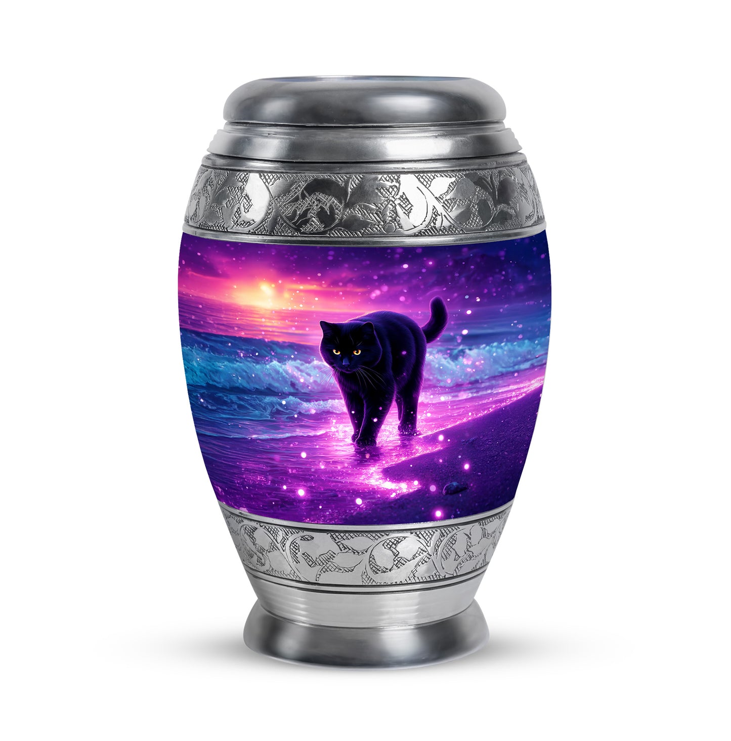 Purple Cat Dedication Cremation Urns for Human Ashes - 10-inch, 200 cu in - Yatskia