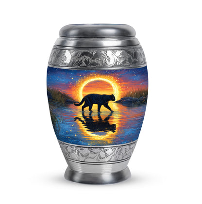 Personalized Blue Revered Cat Cremation Urns for Human Ashes - 10-inch, 200 cu in - Yatskia