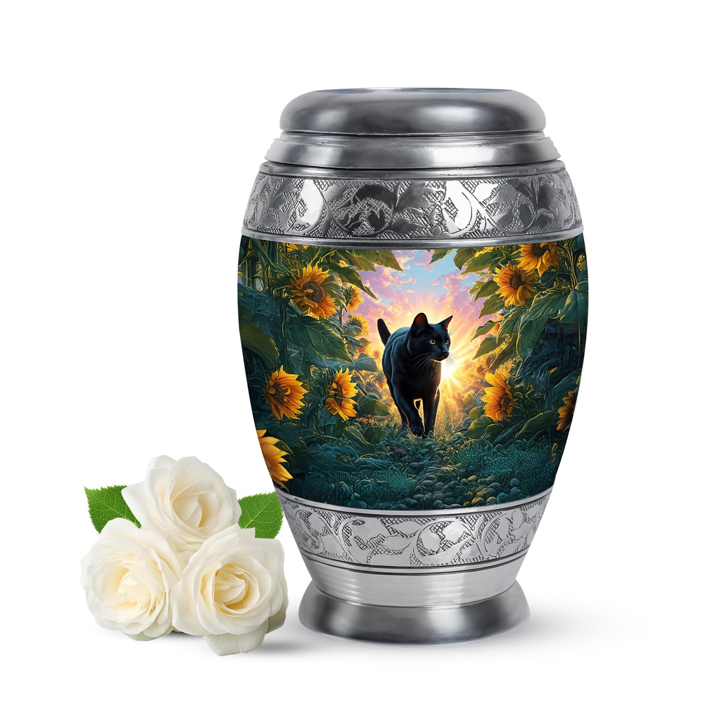 Blue Cat Testament Cremation Urns for Human Ashes - 10-inch, 200 cu in - Yatskia