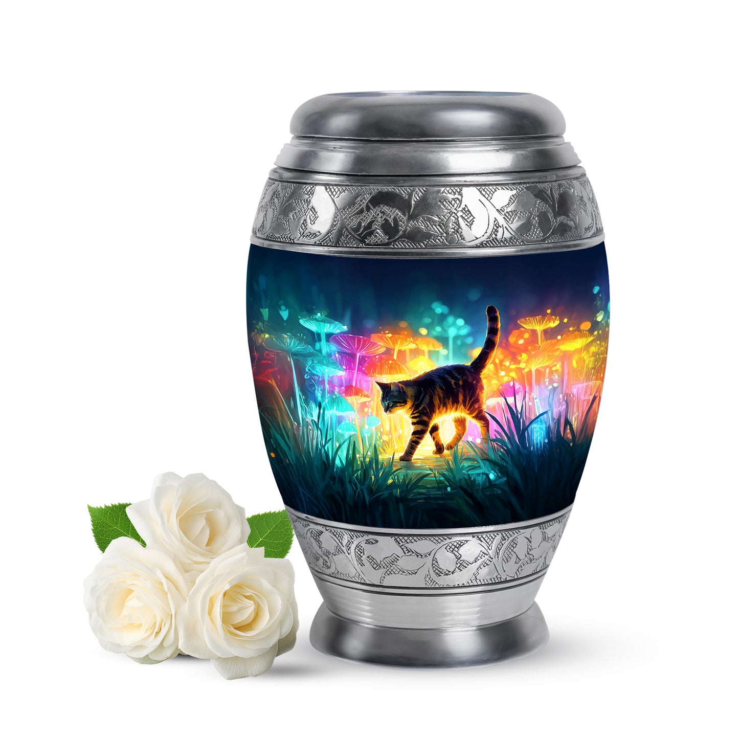 Blue Stately Cat Cremation Urns for Human Ashes - 10-inch, 200 cu in - Yatskia