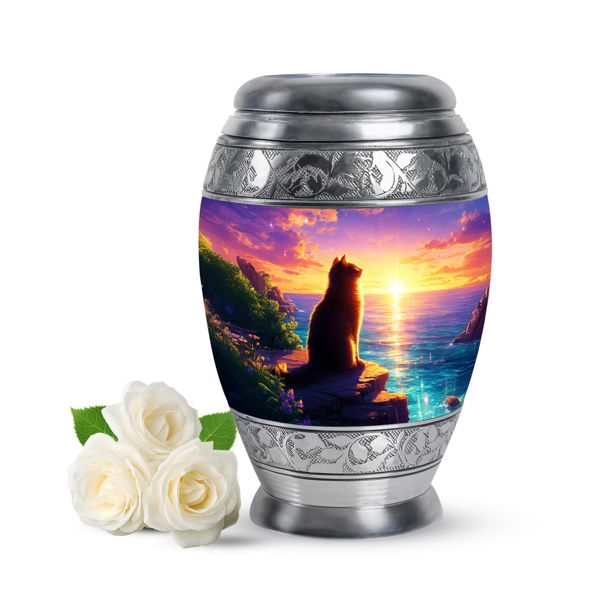 Pink Serene Cat Memorial Urn for Ashes - Yatskia