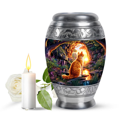 Purple Cat Memorial Cremation Urns for Human Ashes - 10-inch, 200 cu in - Yatskia
