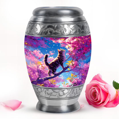 Blue Cat Cremation Urns - Honored Embrace 10-inch, 200 cu in - Yatskia