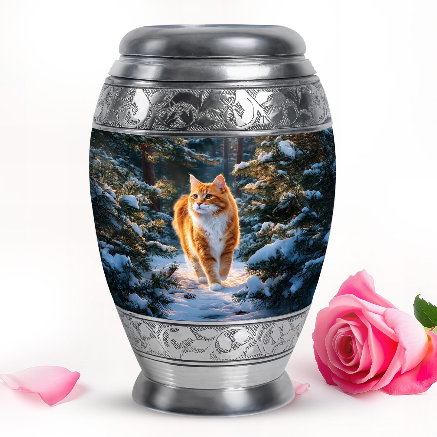 Blue Cat Embrace Cremation Urns for Human Ashes - 10-inch, 200 cu in - Yatskia