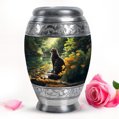 Personalized Black Cat Cremation Urns for Ashes - Peaceful - Yatskia