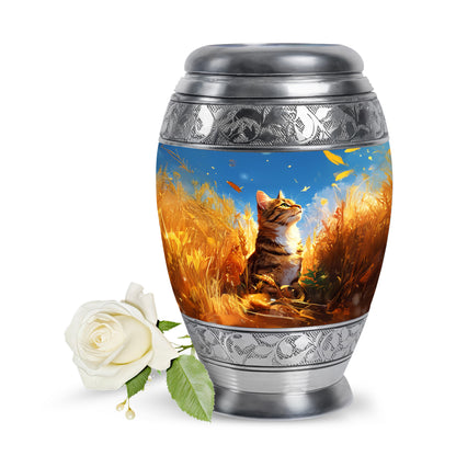 Harmonious Cat Cremation Urns for Human Ashes - Blue 10-inch - Yatskia