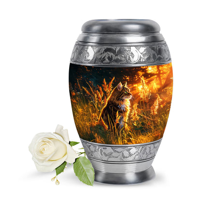 Black Stately Cat Cremation Urns for Human Ashes - 10-inch, 200 cu in - Yatskia