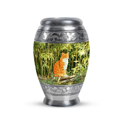 Personalized Green Steadfast Cat Cremation Urns for Human Ashes - 10-inch, 200 cu in - Yatskia