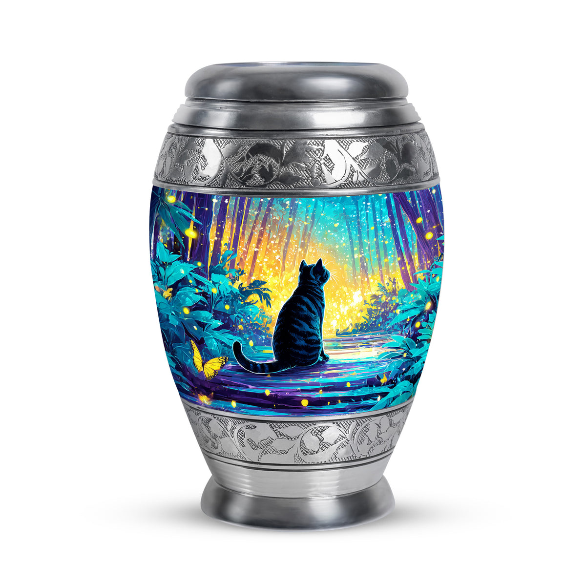 Personalized Teal Cat Cremation Urns for Ashes - Captivating - Yatskia
