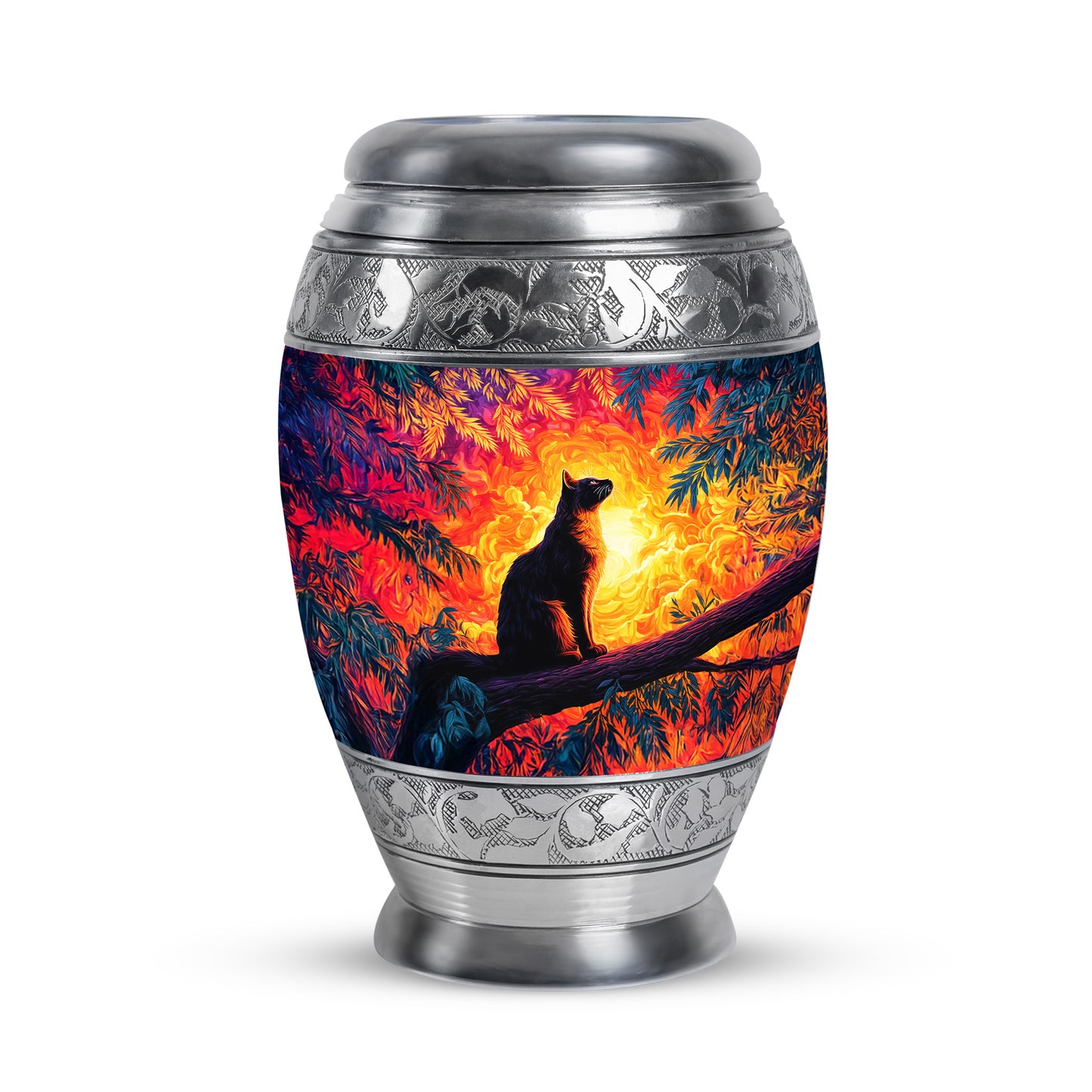 Red Sacred Cat Cremation Urns for Human Ashes - 10-inch, 200 cu in - Yatskia