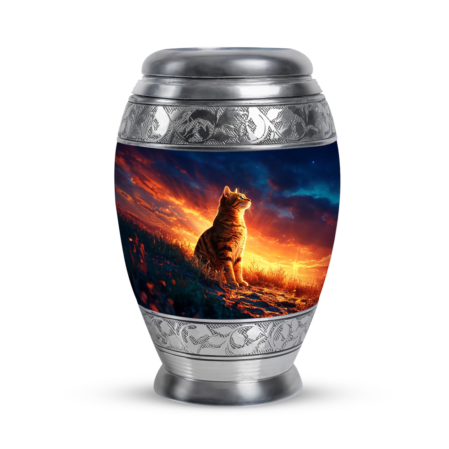 Illustrious Cat Memorial Cremation Urns - Blue 10-inch, 200 cu in - Yatskia