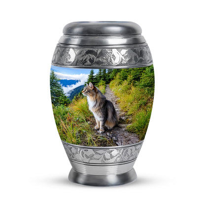 Blue Sacred Cat Cremation Urns for Human Ashes - 10-inch, 200 cu in - Yatskia