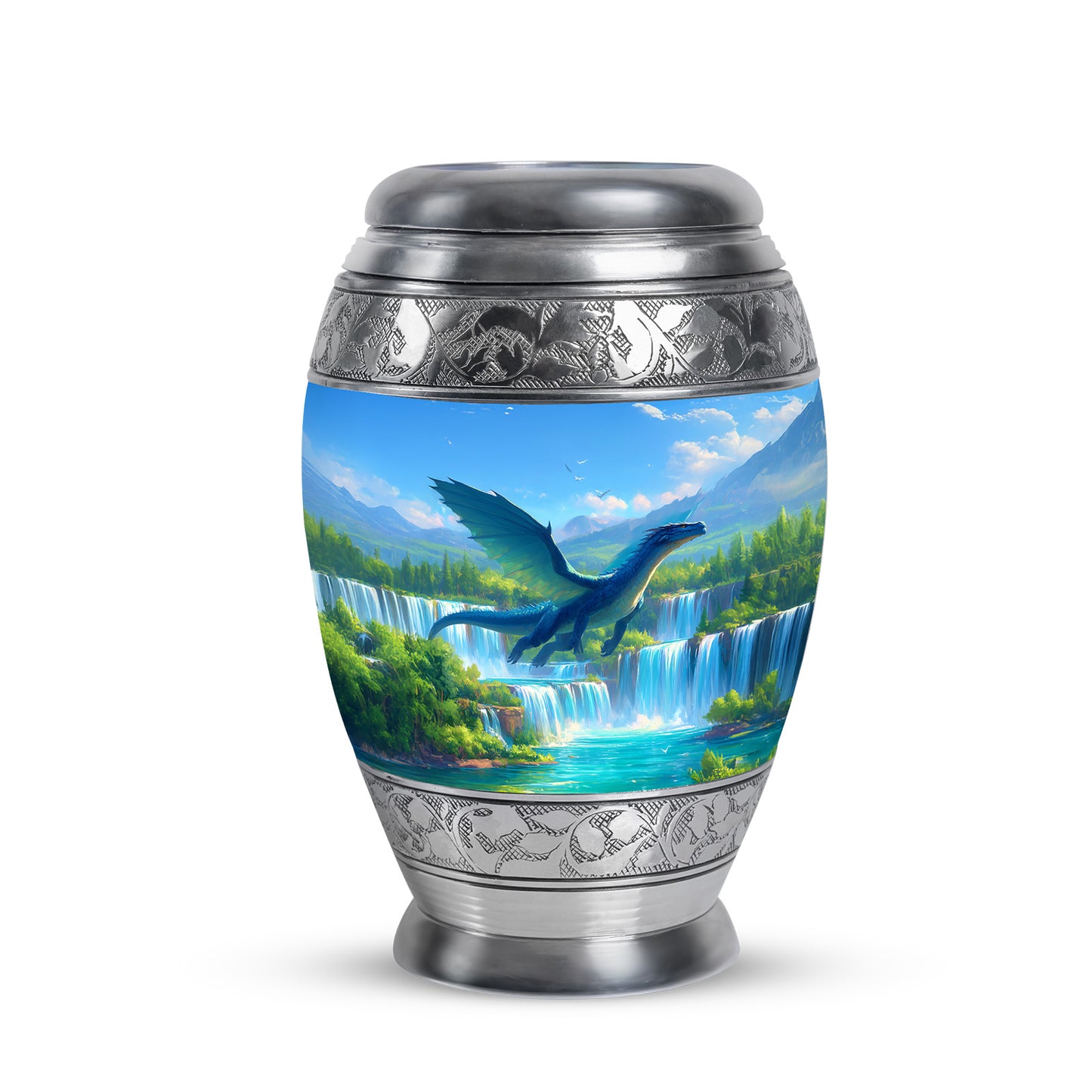 Resplendent Blue Dragon Cremation Urn for Ashes - 10-inch, 200 cu in - Yatskia