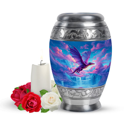 Blue Comforting Dragon Memorial Urn for Ashes - 10-inch, 200 cu in - Yatskia