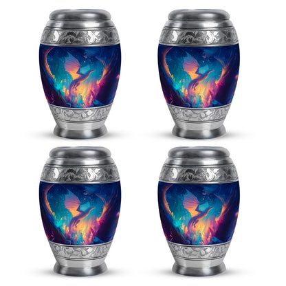 Azure Dragon Cremation Urn urn with complimentary velvet bag - regal dragon design with crown-inspired accents - 10 inch aluminum urn for cremated remains