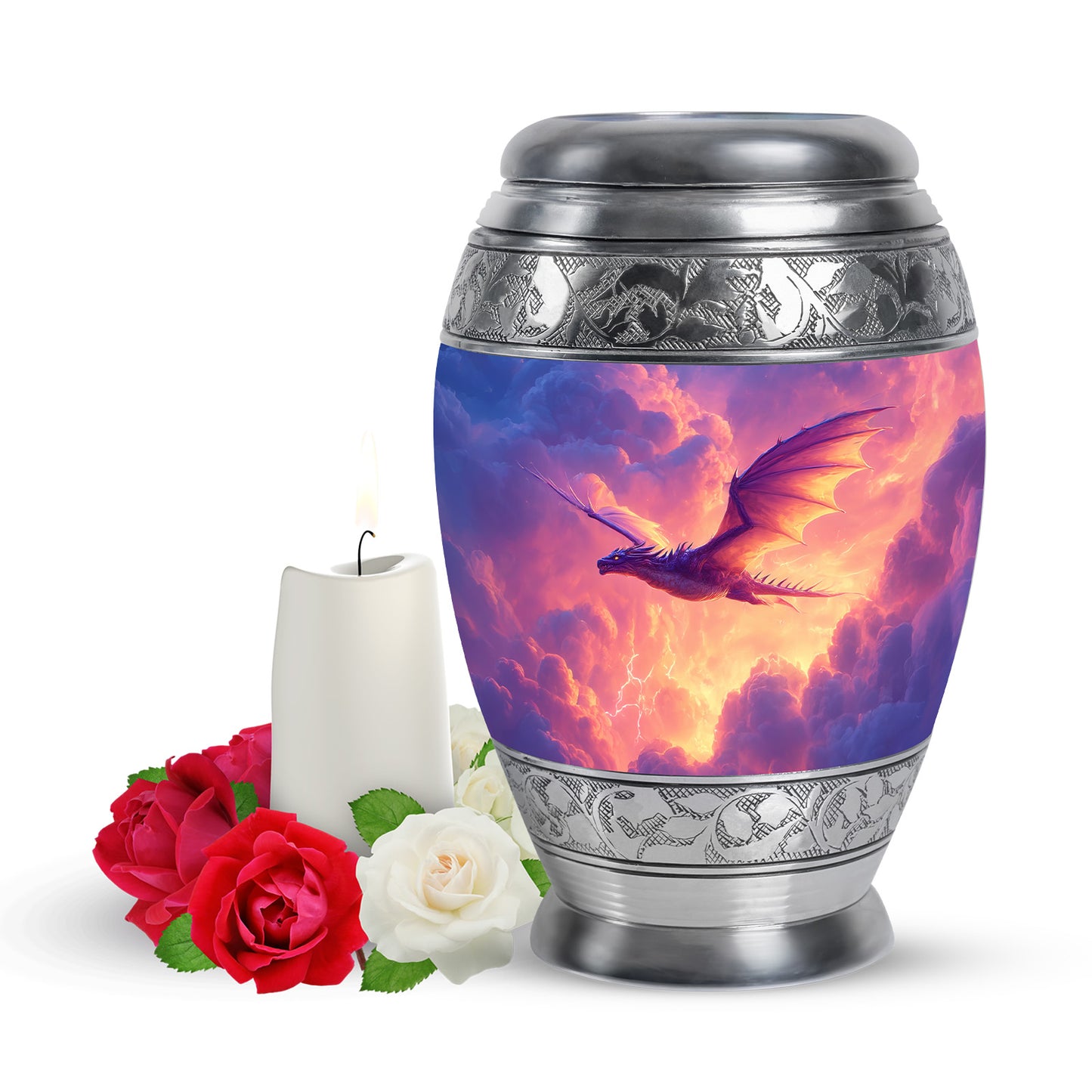 Personalized Eternal Dragon Cremation Urns - Blue 10-inch, 200 cu in - Yatskia
