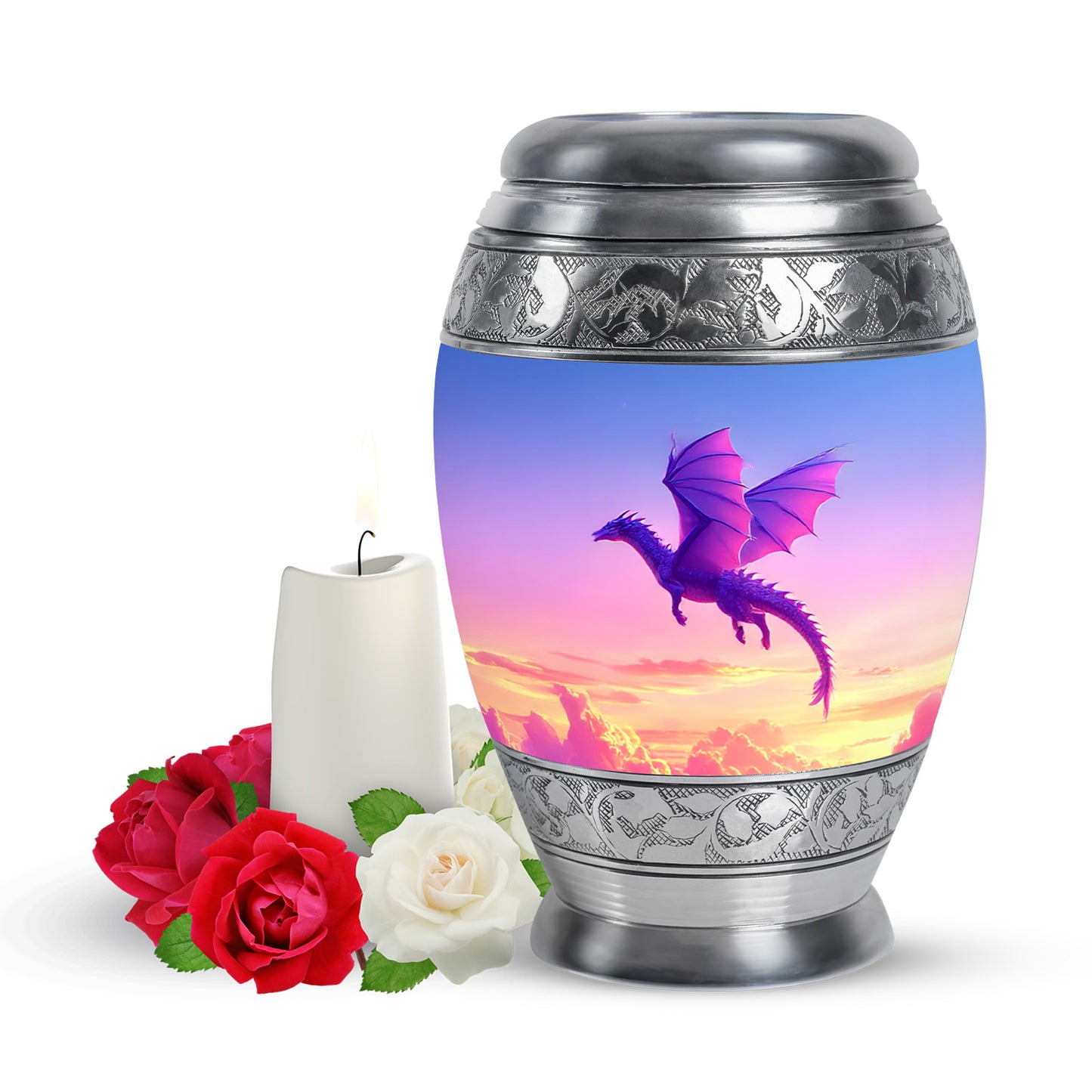 Luminous Blue Dragon Legacy Urn for Human Ashes - 10-inch, 200 cu in - Yatskia
