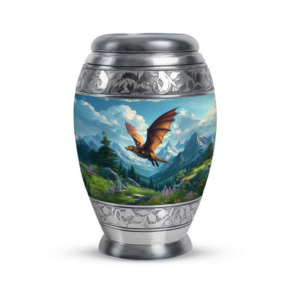 Personalized Blue Cherished Dragon Cremation Urns for Human Ashes - 10-inch, 200 cu in - Yatskia