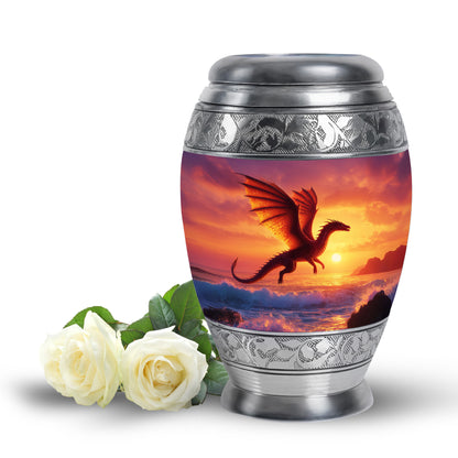 Purple Breathtaking Dragon Memorial Urn for Ashes - 10-inch, 200 cu in - Yatskia
