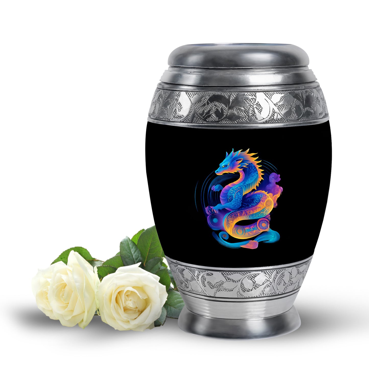 Blessed Dragon Cremation Urns for Human Ashes - Black 10-inch - Yatskia