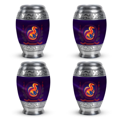 Grape Purple Dragon Cremation Urn urn with complimentary velvet bag - royal dragon engraving with decorative scrollwork - 10 inch aluminum urn for cremated remains