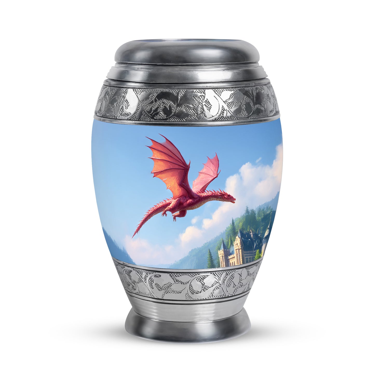 Personalized Seraphic Dragon Cremation Urns - Blue 10-inch, 200 cu in - Yatskia