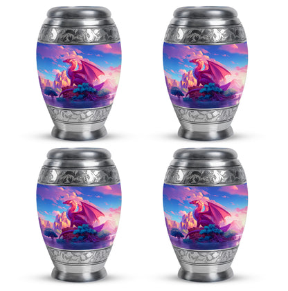 Azure Dragon Cremation Urn urn with complimentary velvet bag - regal dragon design with crown-inspired accents - 10 inch aluminum urn for cremated remains