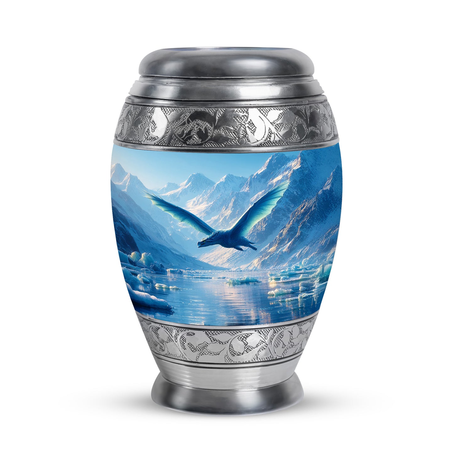 Harmonious Dragon Cremation Urns for Human Ashes - Blue 10-inch - Yatskia