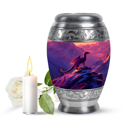 Distinguished Purple Dragon Cremation Urn for Ashes - 10-inch, 200 cu in - Yatskia
