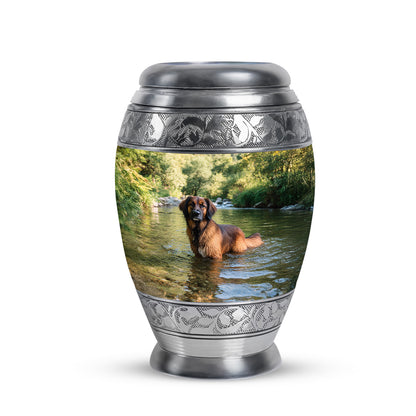 Distinguished Green Dog Cremation Urn for Ashes - 10-inch, 200 cu in - Yatskia
