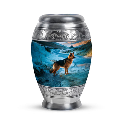 Everlasting Blue Dog Passage Urn for Human Ashes - 10-inch, 200 cu in - Yatskia