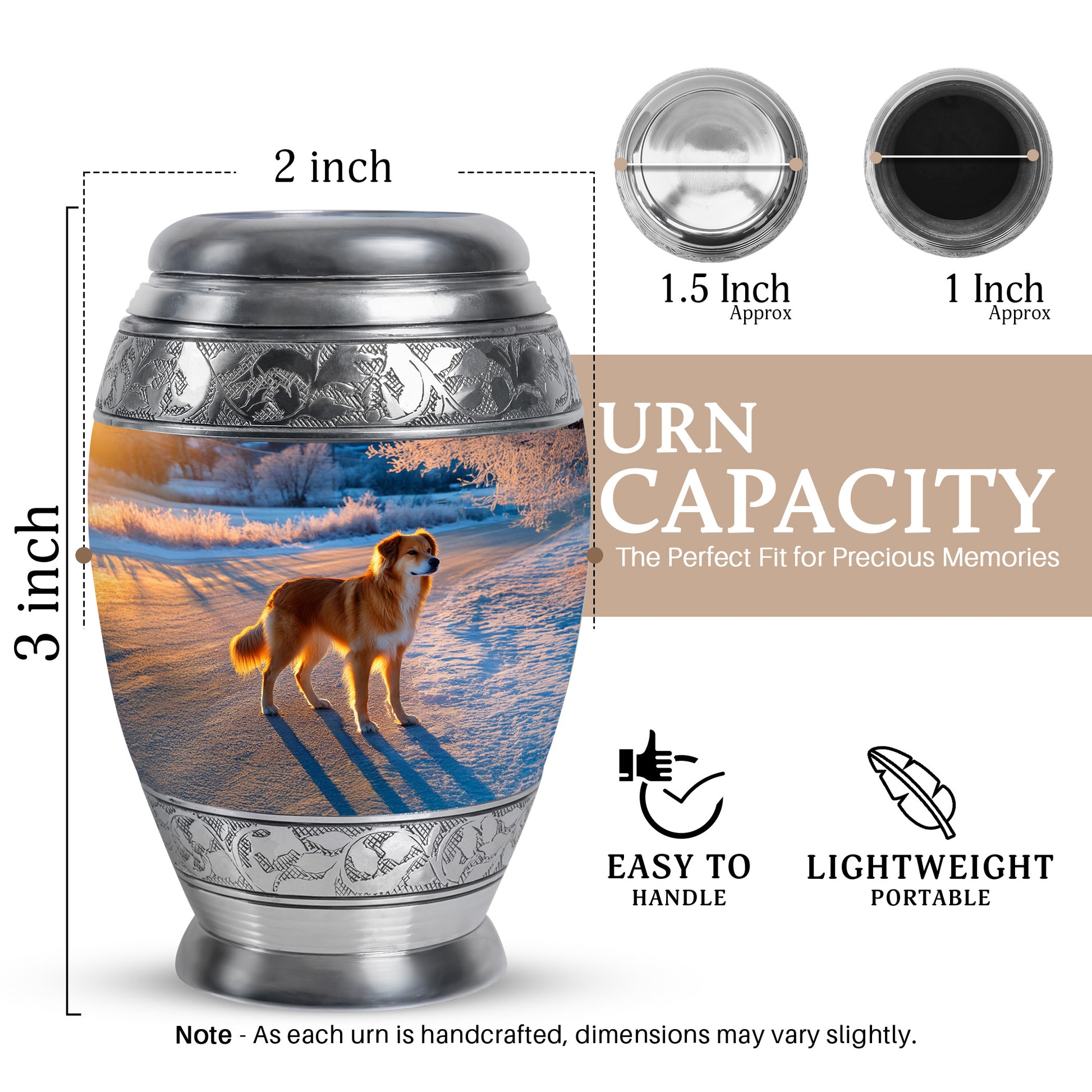 Powder Blue Dog Cremation Urn lifestyle display on memorial shelf - regal dog design with crown-inspired accents - mini keepsake memorial for portion of cremation ashes