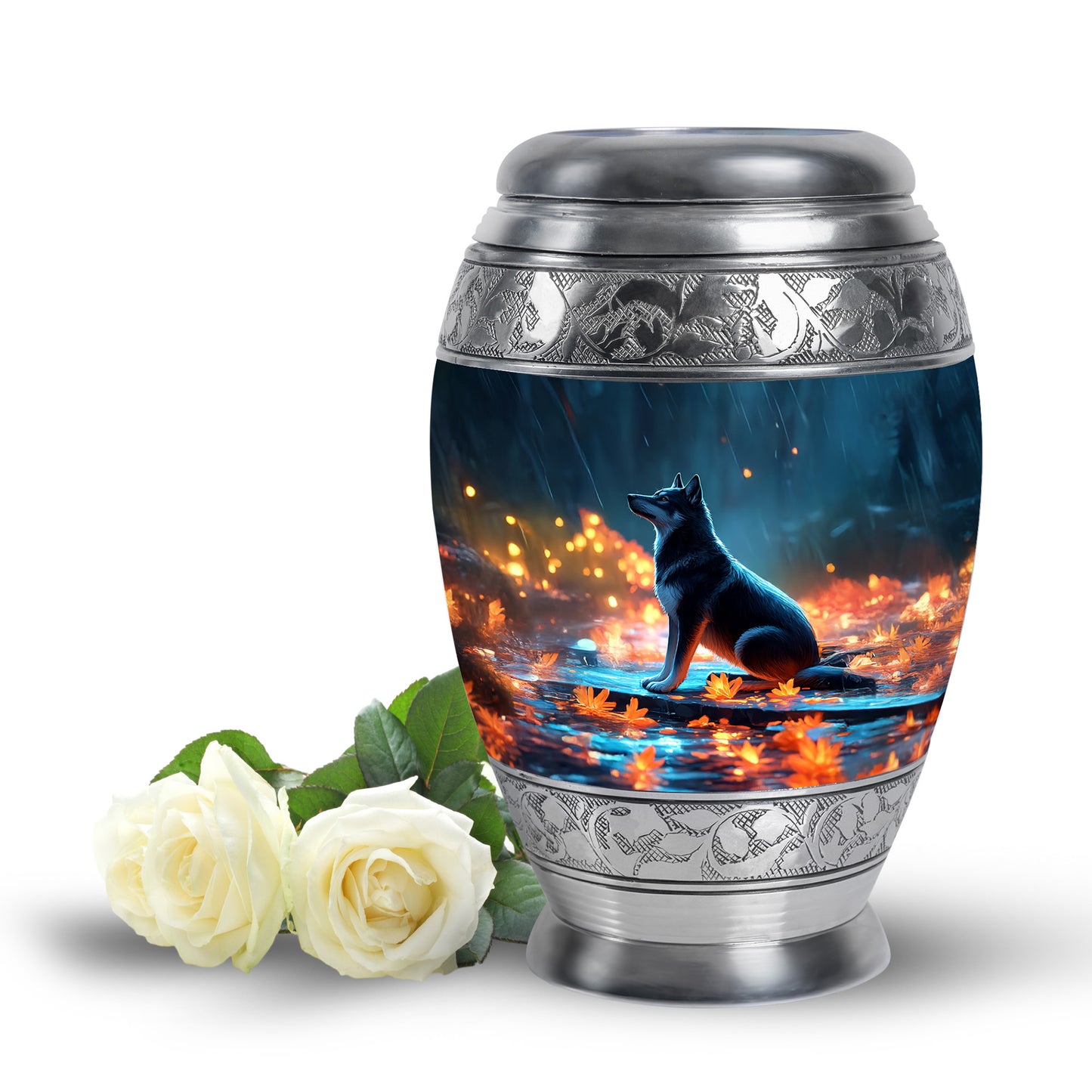 Personalized Dog Cremation Urns - Wondrous Blue 10-inch, 200 cu in - Yatskia