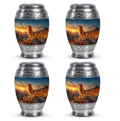 Celestial Blue Dog Cremation Urn urn with complimentary velvet bag - regal dog design with crown-inspired accents - 10 inch aluminum urn for cremated remains