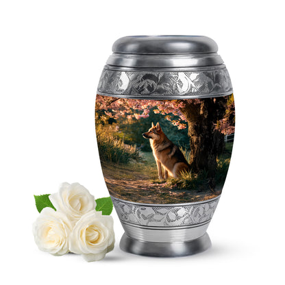 Everlasting Gold Dog Blessing Urn for Human Ashes - 10-inch, 200 cu in - Yatskia