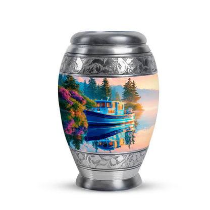 Personalized Blue Boat Cremation Urns for Ashes - Captivating 10-inch - Yatskia