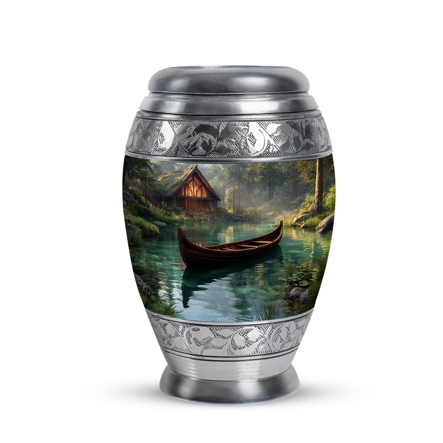 Divine Black Boat Cremation Urn for Ashes - 10-inch, 200 cu in - Yatskia