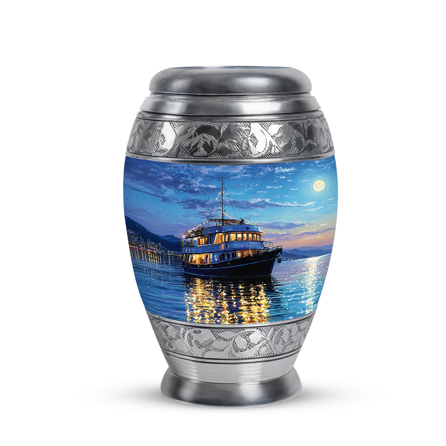 Personalized Seraphic Boat Cremation Urns - Blue 10-inch, 200 cu in - Yatskia