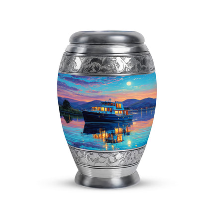 Teal Boat Cremation Urns - Opulent Promise 10-inch, 200 cu in - Yatskia