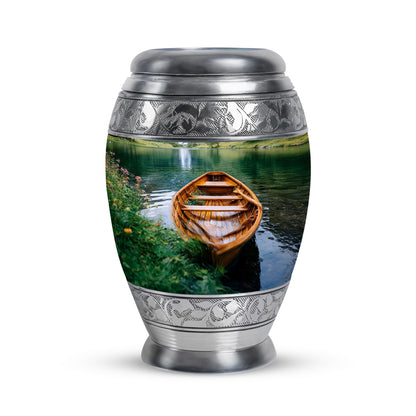 Green Boat Heritage Cremation Urns for Human Ashes - 10-inch, 200 cu in - Yatskia