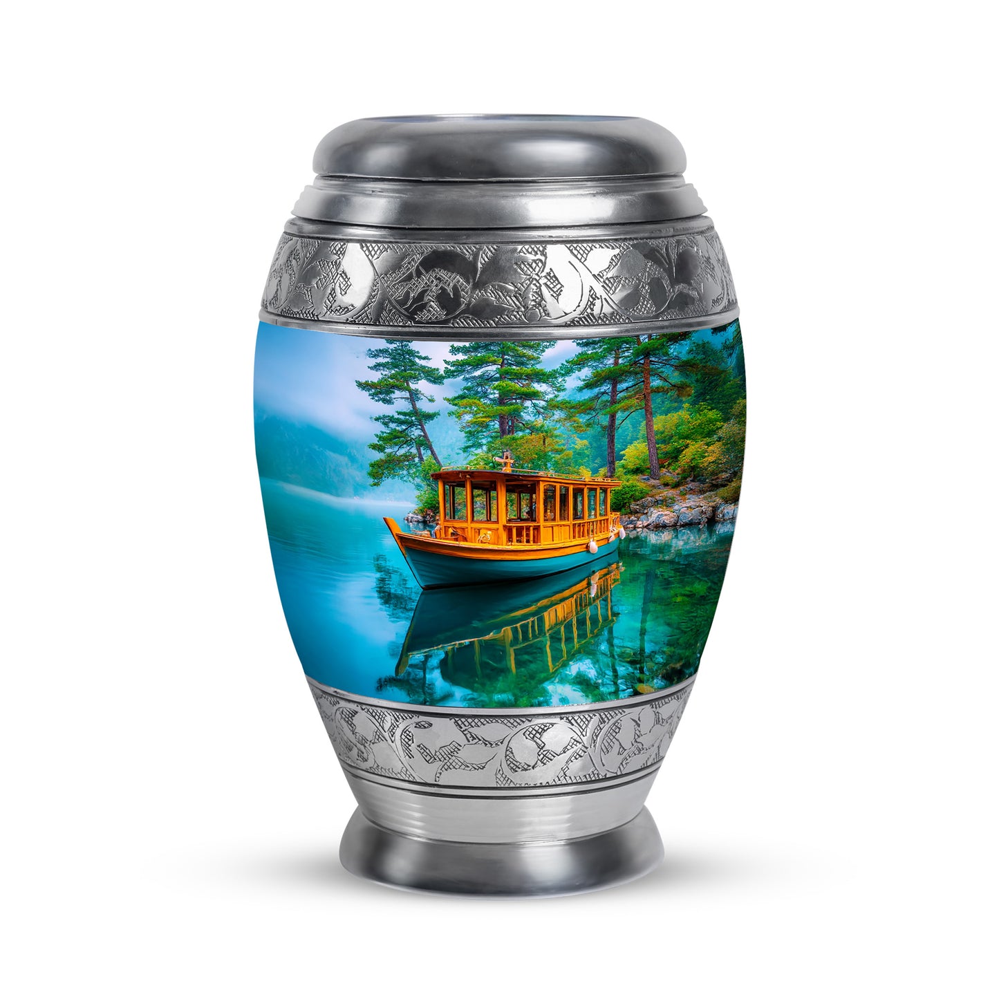 Teal Boat Remembrance Cremation Urns for Human Ashes - 10-inch, 200 cu in - Yatskia