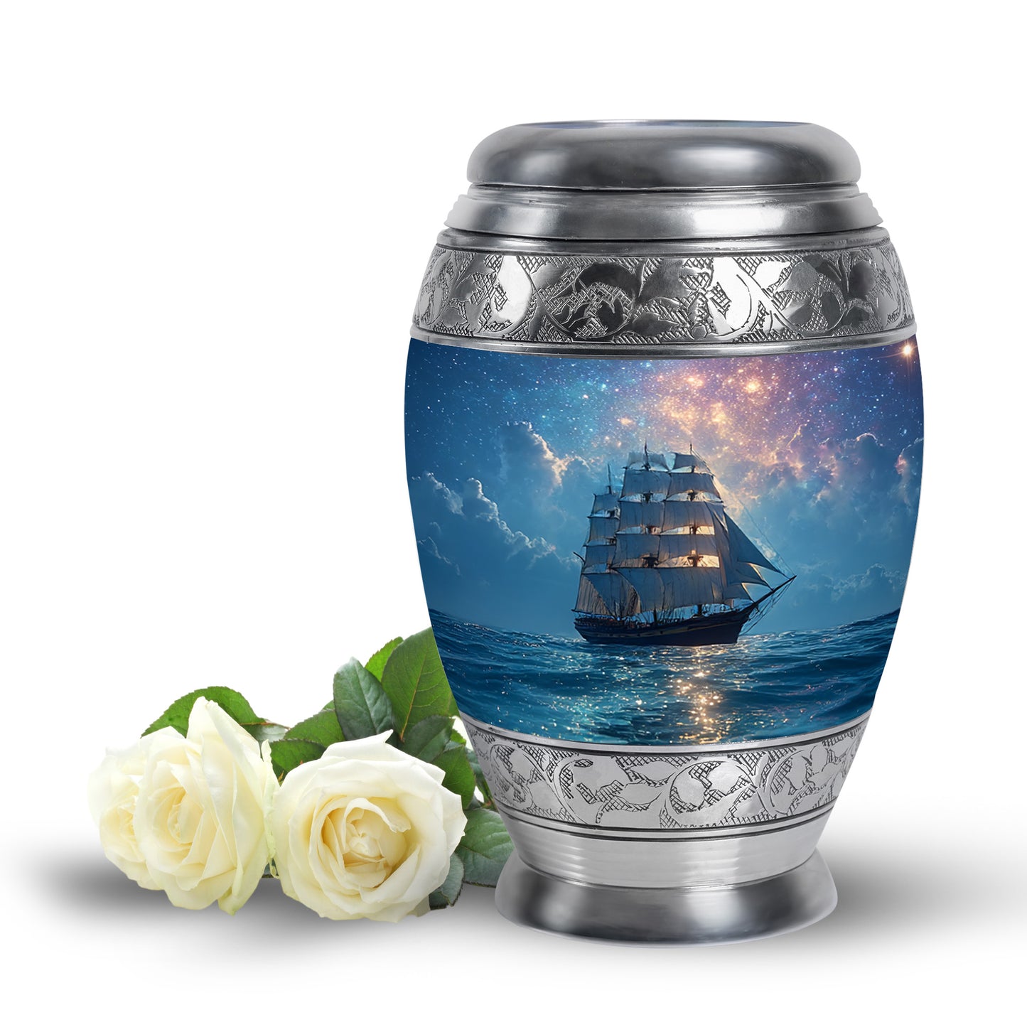 Personalized Boat Cremation Urns - Tranquil Blue 10-inch, 200 cu in - Yatskia