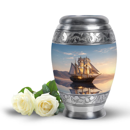 Sublime Boat Cremation Urns for Human Ashes - Blue 10-inch - Yatskia