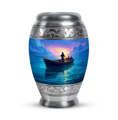 Blue Boat Cremation Urns - Enduring Farewell 10-inch, 200 cu in - Yatskia