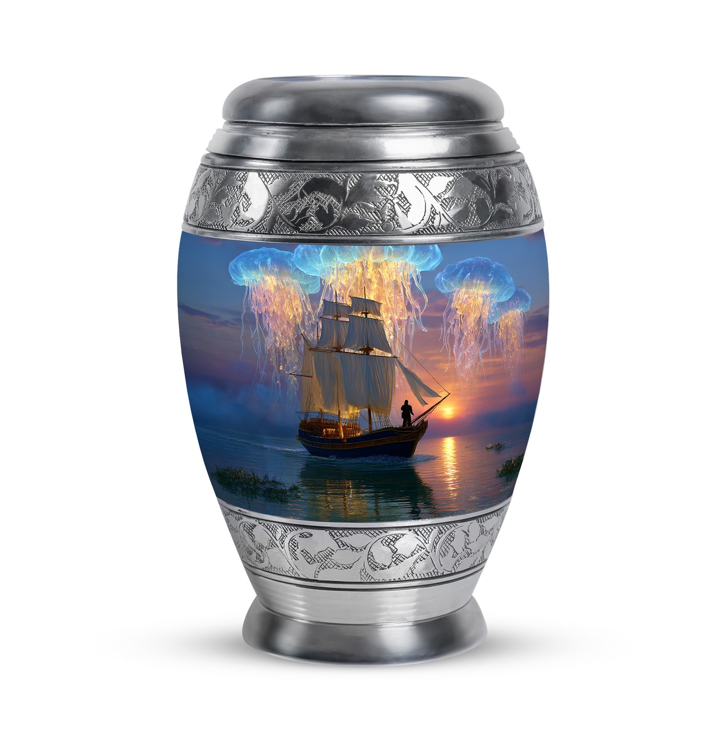 Remarkable Boat Memorial Cremation Urns - Blue 10-inch, 200 cu in - Yatskia