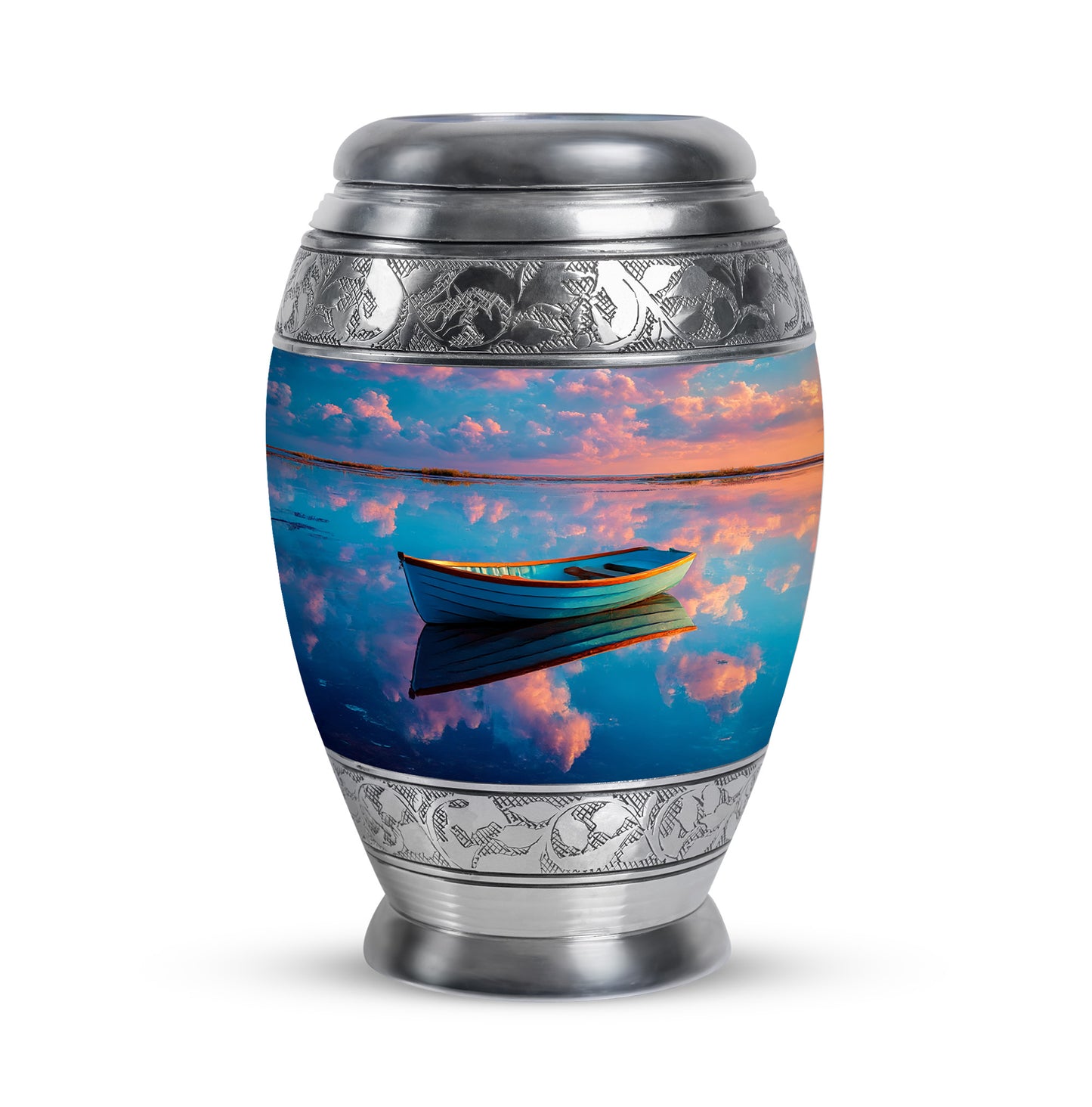Radiant Boat Memorial Cremation Urns - Blue 10-inch, 200 cu in - Yatskia