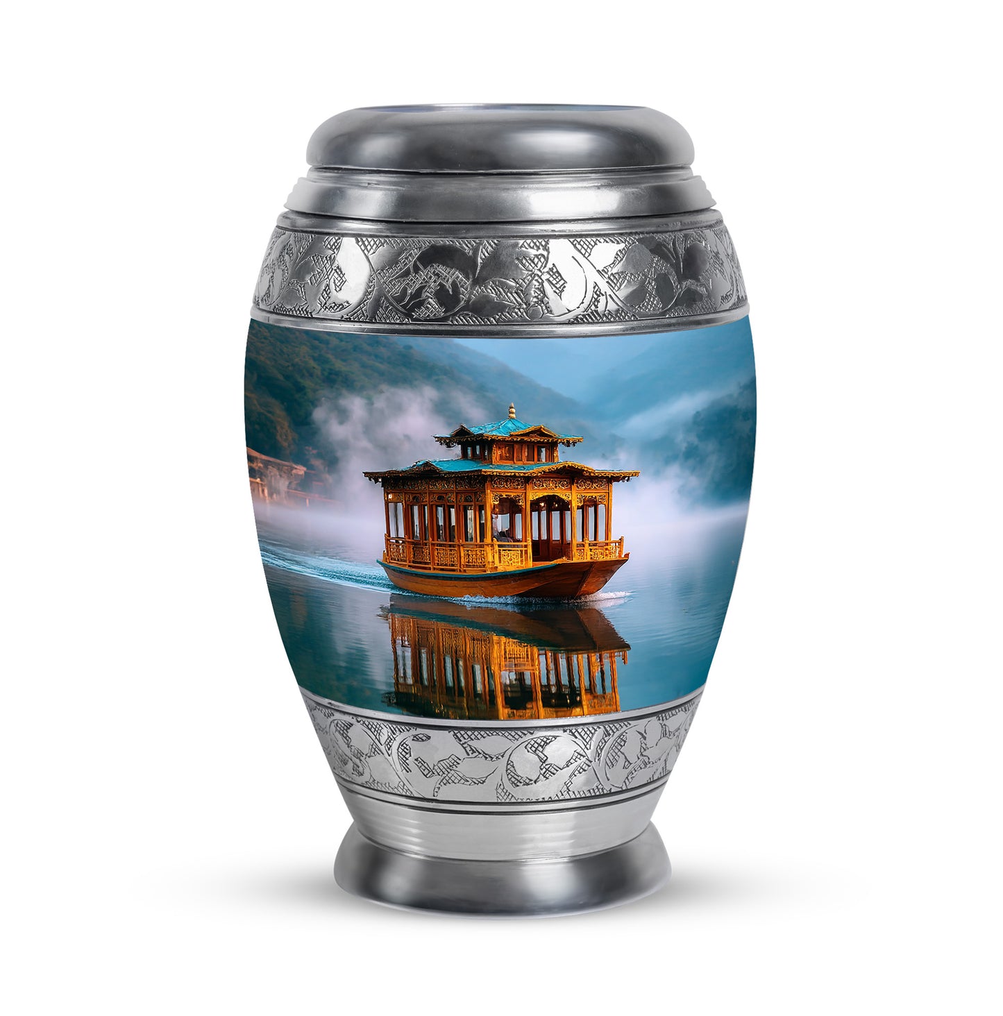 Personalized Blue Boat Cremation Urns for Ashes - Majestic 10-inch - Yatskia